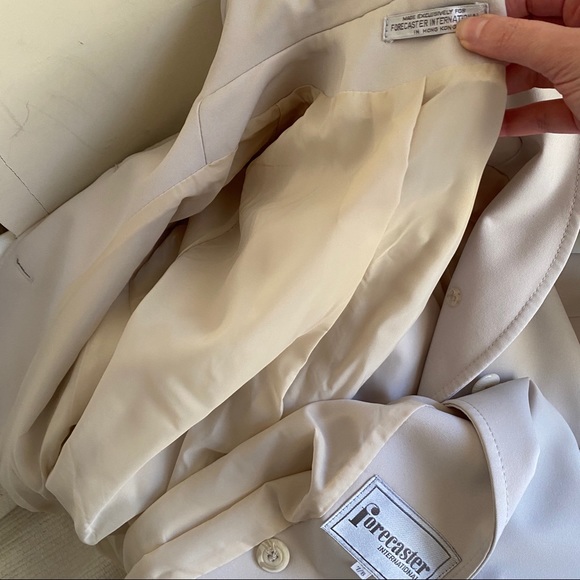 Vintage 90s 8 Waterproof Midi Rain Coat Cream - Picture 6 of 8